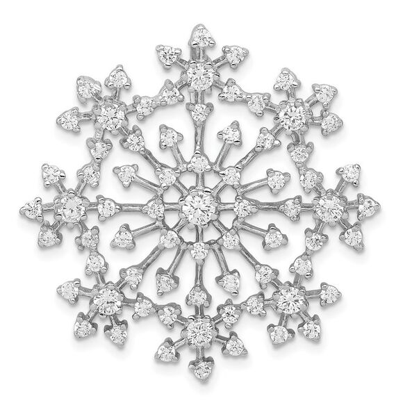 Kazi Luxury Sterling Silver Rhodium-plated CZ Starburst Snowflake Slide